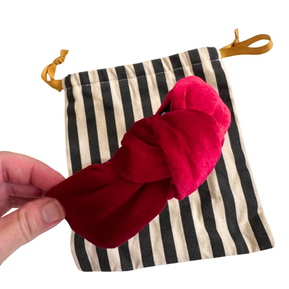 Lele Sadoughi Velvet Knotted Headband – Deep Red (With Pouch!) - Picture 2 of 5